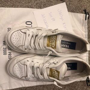 Golden Goose White Sneakers with Gold Accents